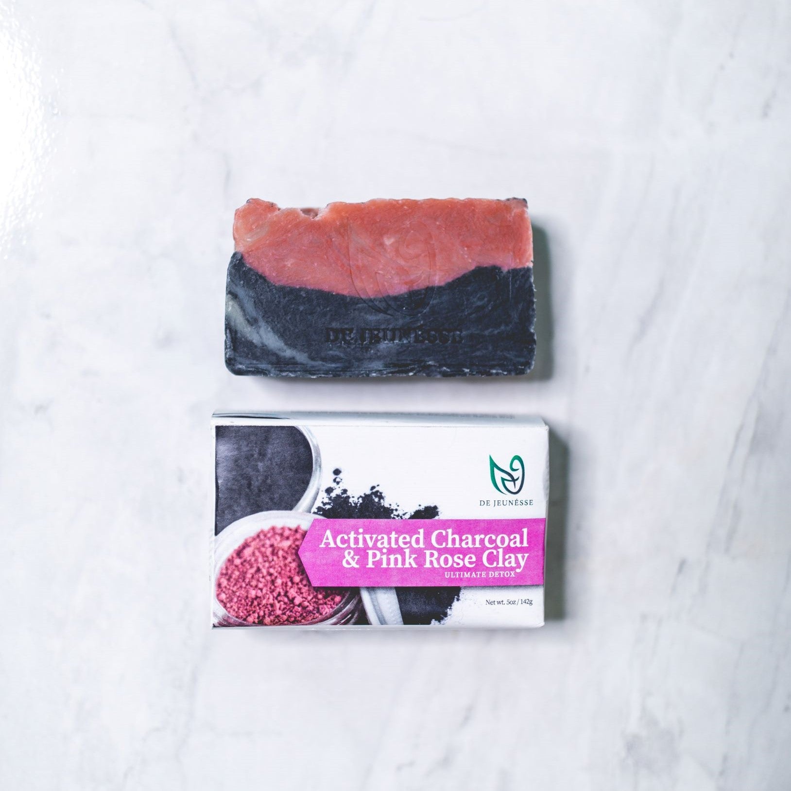 Activated Charcoal & Pink Rose Clay Face & Body Cleansing Bar - dejeunesse
