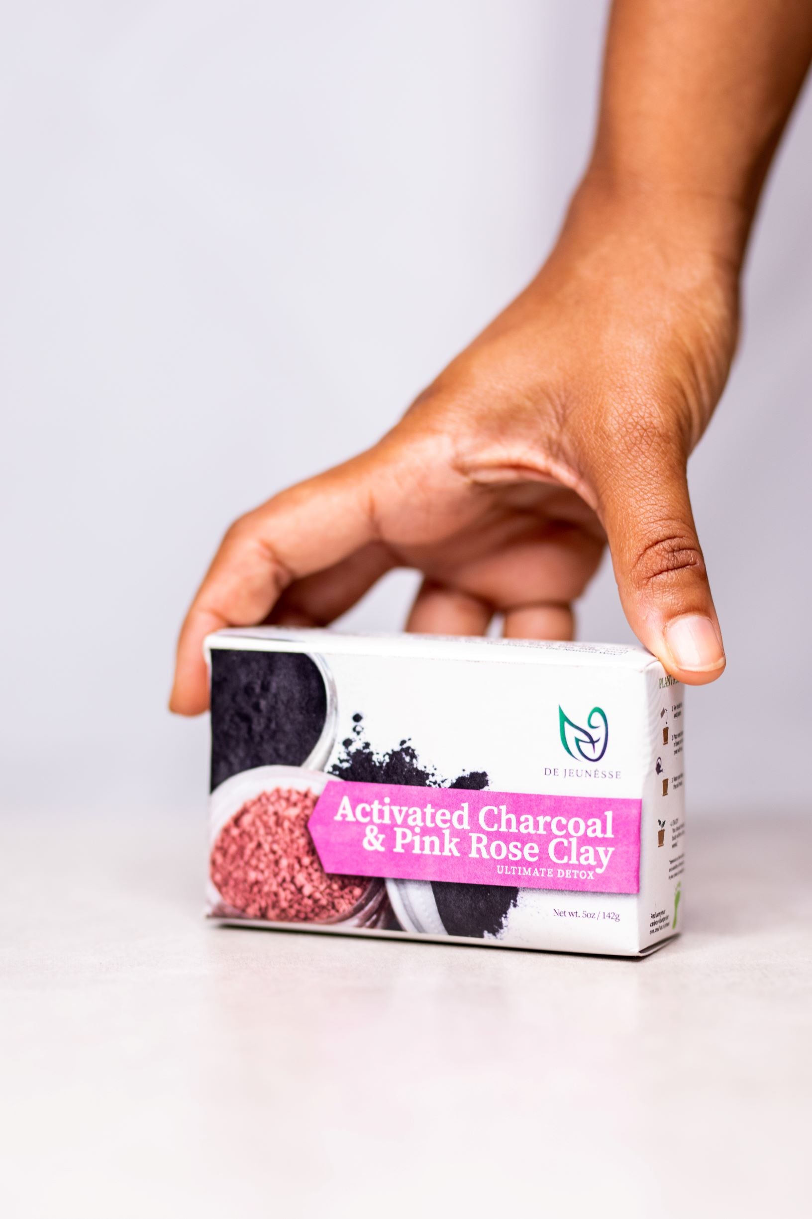 Activated Charcoal & Pink Rose Clay Face & Body Cleansing Bar - dejeunesse
