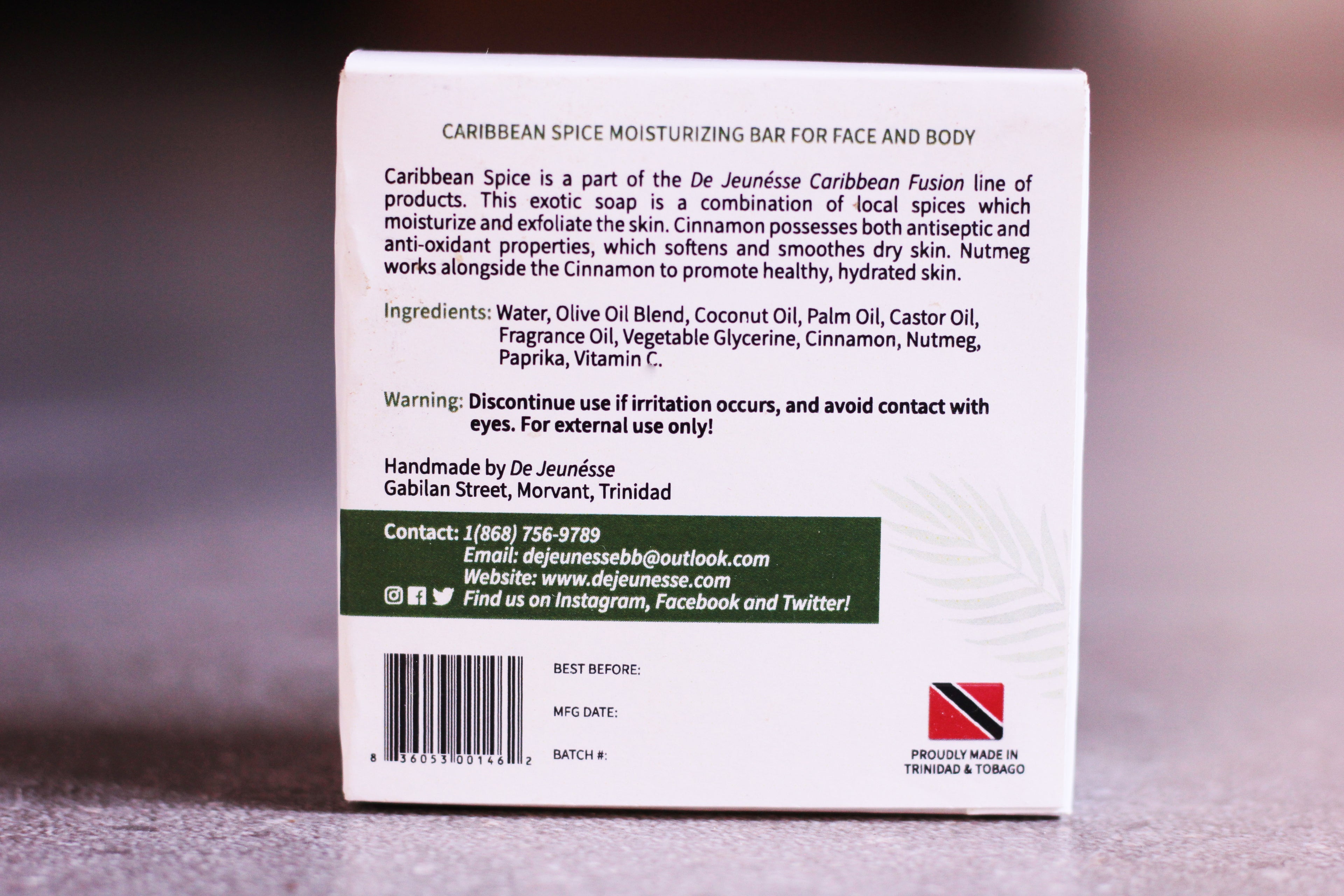 Caribbean Spice Face & Body Cleansing Bar - dejeunesse