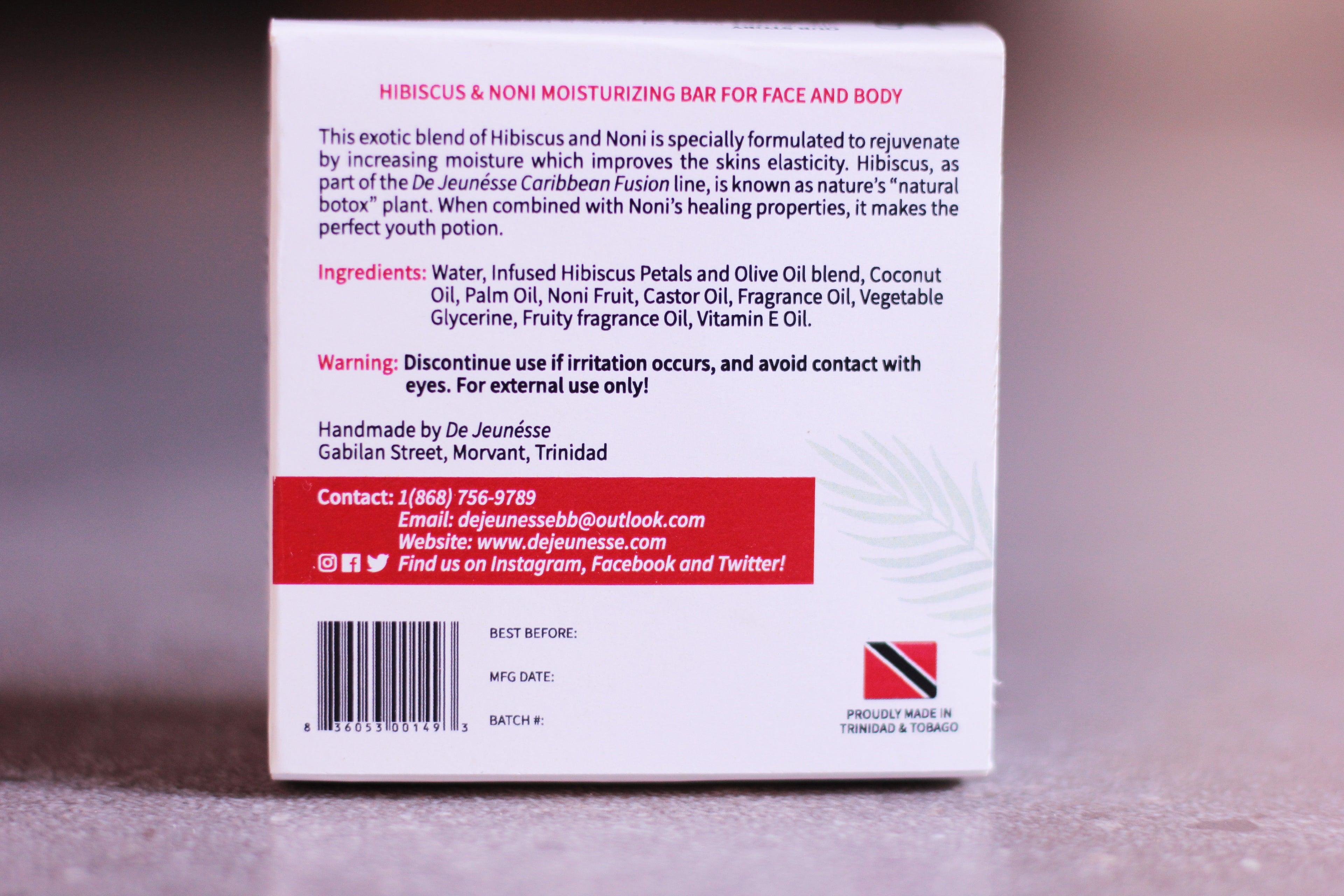 Hibiscus & Noni Face & Body Cleansing Bar - dejeunesse