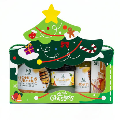 gift set with honey soap honey scrub body butter and honey body oil for dry skin