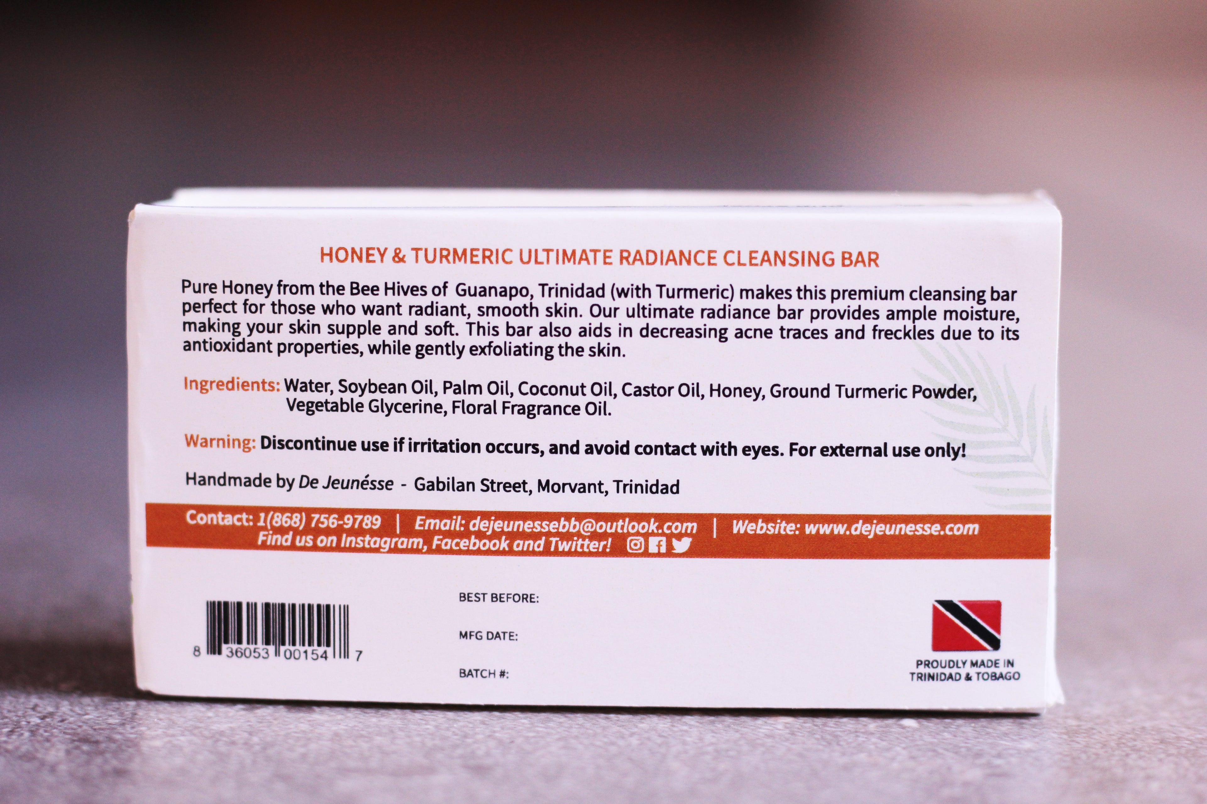 Honey and Tumeric Face &amp; Body Cleansing Bar - dejeunesse